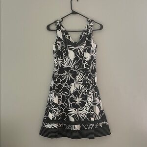 Nine West Black and White Floral Mini Dress